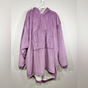 Comfy Hoodie Sweatshirt Oversize Purple Sherpa Wearable Blanket Shark Tank Adult